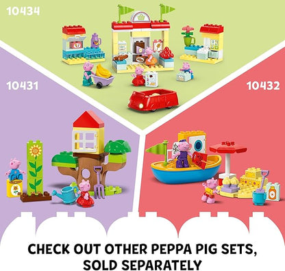 LEGO DUPLO Peppa Pig Birthday House Playset with 3 Animal Figures Educational Toy for 2 Year Olds Buildable Dollhouse for Creative Role Play Peppa Pig Toy for Girls Boys and Toddlers 10433