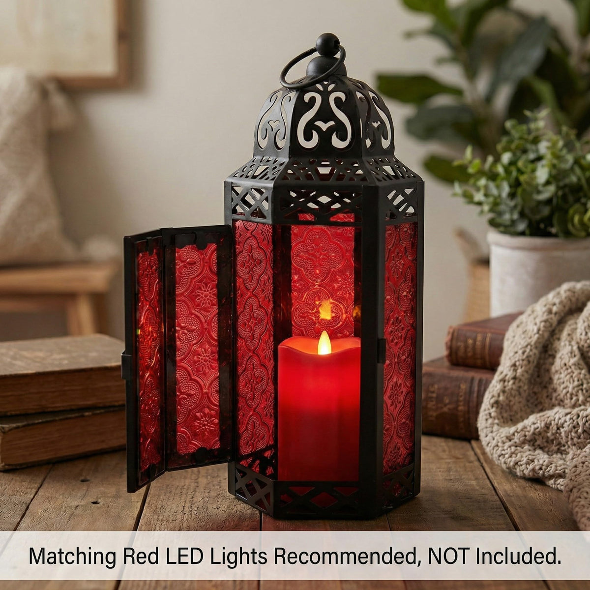 Vela Lanterns Candle Holder, Gothic Dark Academia Decor, Red Moroccan Lantern, Turkish Lamp, Whimsigoth Medieval Goth Accents, Hanging Centerpiece, Vampire Home Bathroom Decoration, Medium, 2-Pack