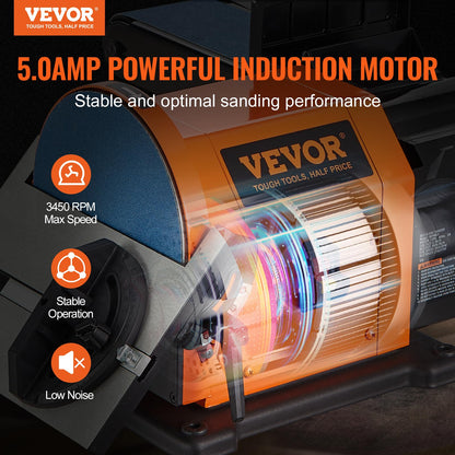 VEVOR 8" Disc Sander and 4"x 36" Professional Belt Sander,Belt Sander with 5A Induction Motor Cast Aluminum Worktable for Woodworking
