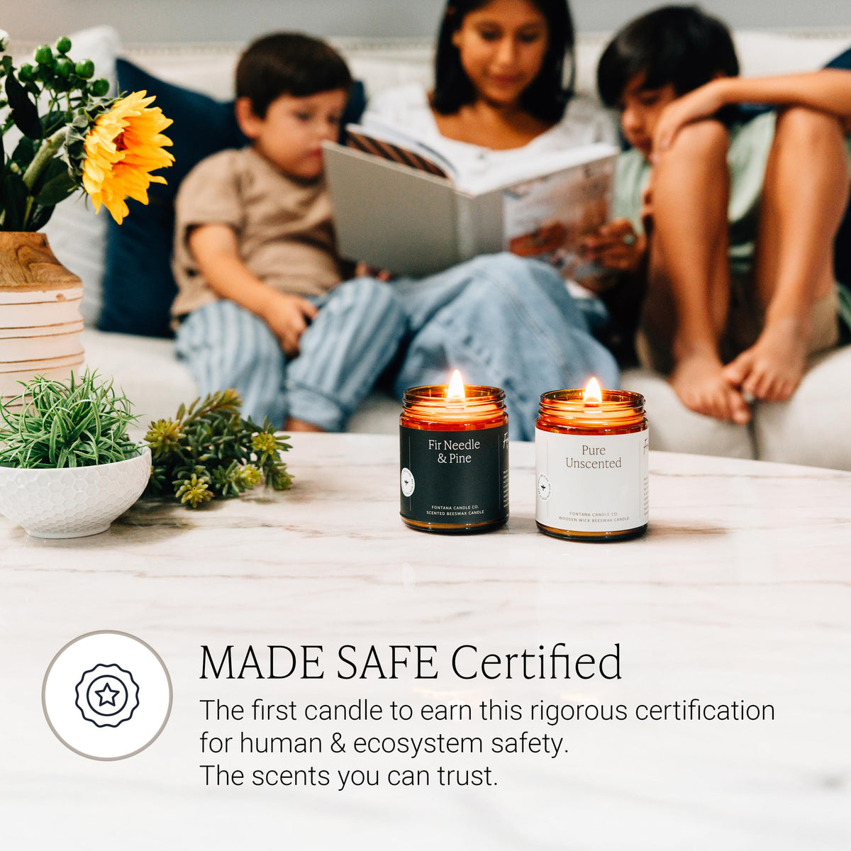 Fontana Candle Co Wood Wick Beeswax Jar Candle, Beeswax and Coconut Oil – Made Safe w/Coconut Oil & Pure Essential Oils – 35+ Hrs Clean Burn, Long Lasting and Non-Toxic Candles for Home & Room Decor