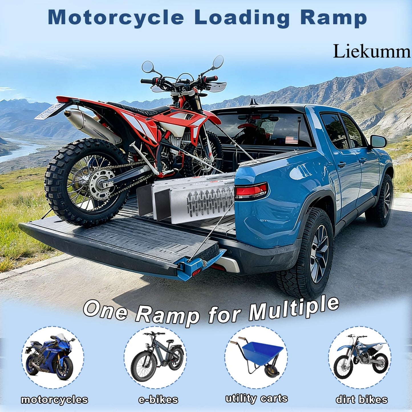 LIEKUMM 83" ATV Ramps 2-Pack, 1000 lbs Capacity Folding Loading Ramps 500 lbs Each, Heavy Duty Truck Ramps for Pickup Trucks, Trailer, Lawn Mower