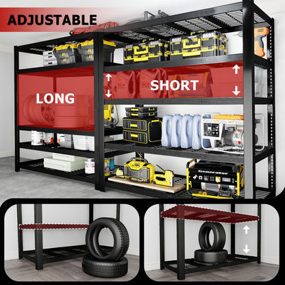 ZEUKMXOO 62" W 3050LBS Storage Shelves Unit,5 Tier Heavy Duty Metal Shelving Unit and Storage Large Rack,72" H x62 W x24 D Adjustable Metal Shelving Unit,Garage Shelves for Basement,Warehouse