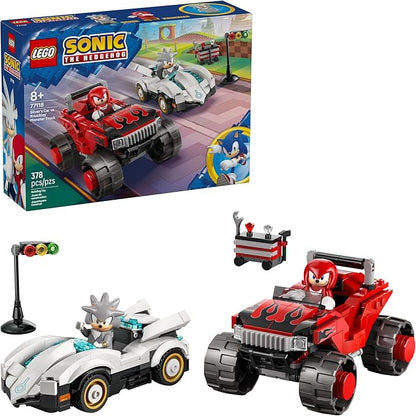 LEGO Sonic The Hedgehog Silver’s Car vs. Knuckles’ Monster Truck Building Toy for Boys &amp Girls - Racing Playset W/Silver &amp Knuckles Minifigures for Kids Ages 8+ - Gift Idea for Birthdays - 77