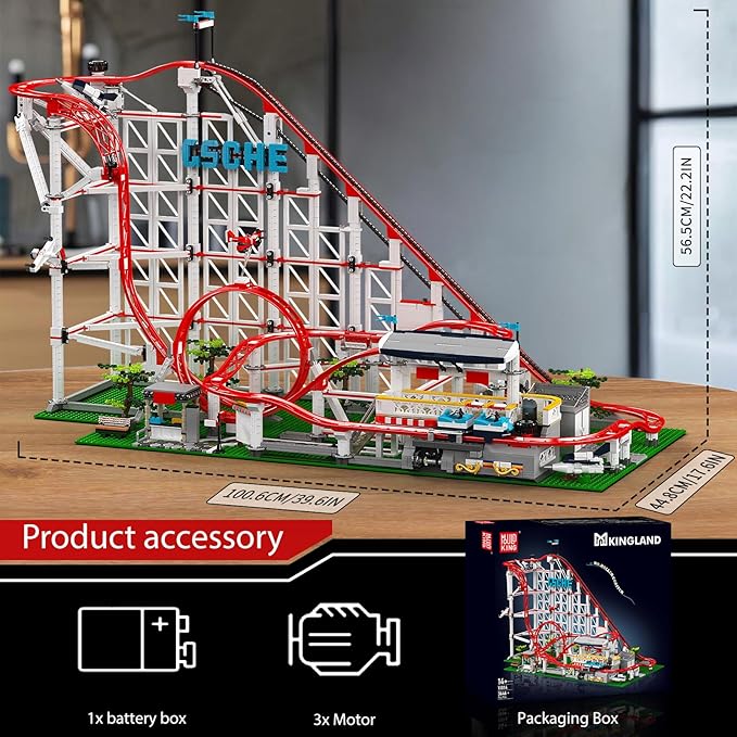 Mould King Roller Coaster Building Set Large Amusement Park Coaster Model Kit with Motors Creative Gift for Adults Engineering STEM Toy for Teens (3646 PCS)