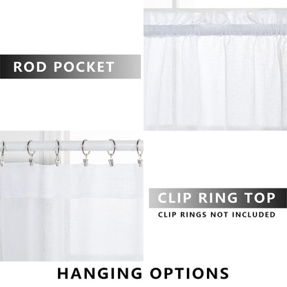 KOUFALL 108 Inch Long White Sheer Curtains,Rod Pocket Linen Look 9 FT High Ceiling Large Window Curtain Drapes 108 Inches Long 2 Panels