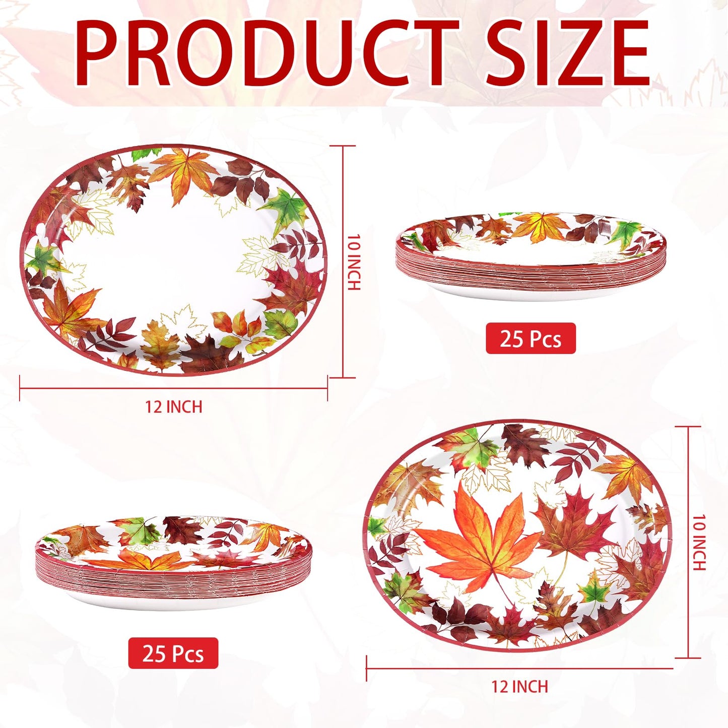 Grencian 50Pcs Fall Pumpkins Oval Paper Plates 10" x 12" Large Disposable Heavy Duty Thanksgiving Watercolor Blue and White Pumpkin Paper Plates for Fall Harvest Thanksgiving Party Supplies