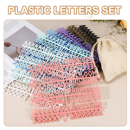 PATIKIL 588 Piece Plastic Letters Set for Felt Letter Board, Black/Purple Alphabet Message Board Accessories Including Letter Numbers with Restraint Strap for Cafe, Wedding, Birthday