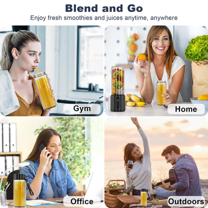 COKUNST Portable Blender - Small Smoothie & Shake Maker, 17 Oz (500ml) Personal Blender with 6 Blades, USB-C Rechargeable Mini Mixer with Extra Lid for Travel, Office, Gym