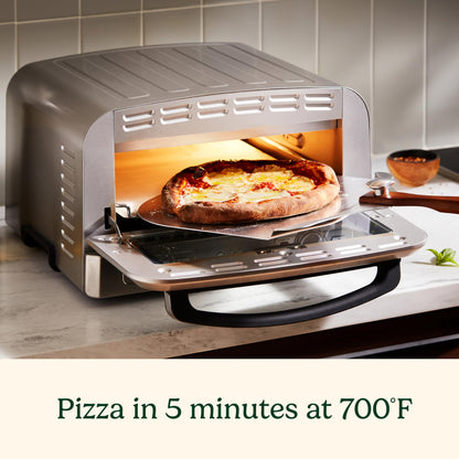 Cuisinart Indoor Pizza Oven, Bakes 12" Pizzas in Minutes, Countertop Electric Pizza Oven Heats up to 700°F, Large Viewing Window, Interior Light, Includes 12.5" Pizza Stone, CPZ-120, Stainless Steel