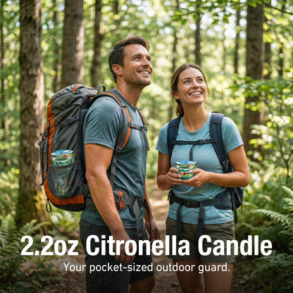 Citronella Candle for Outdoor 6 Pack, 2.2oz Citronella Scented Candles for Outdoor Camping, Natural Soy Wax with Essential Oils, Portable Tin for Patio Backyard Hiking