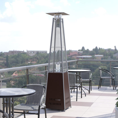 Flash Furniture Outdoor Patio Heater with Wheels - Bronze - 42,000 BTU - 7.5 Feet Tall - Stainless Steel - For Residential and Commercial Use, 90" High, Bronze