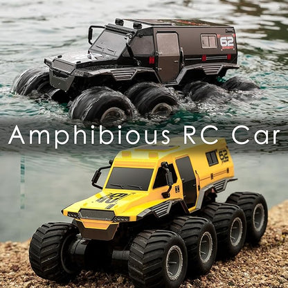 2 Battery 8WD Rc Cars for Boys Age 8-122.4G Off Road All Terrain Amphibious Rc Truckremote Control Boat Top Christmas Gifts 2025 for Kids-Black