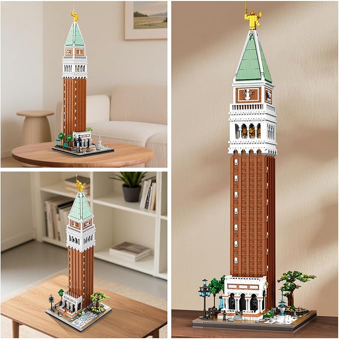 Reobrix Architecture Building Set for Adults – Venice Landmark Tower St. Mark’s Campanile Model Kit Creative Home Office Decor Toy Great Gift Idea for Teens 14+