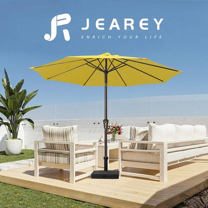 JEAREY 9FT Outdoor Patio Umbrella - UV Protection & Waterproof with Push Button Tilt | Yellow Market Umbrella