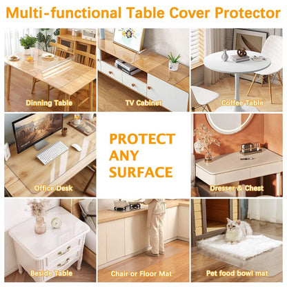 36 x 108 Inch Clear Plastic Dining Table Protector Tablecloth Desk Pad Mat Wooden Furniture Coffee End Office Conference Dinner Table Top Protection Countertop Cover Waterproof Rectangular PVC Vinyl