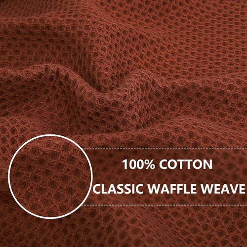 Homaxy 100% Cotton Waffle Weave Dish Towels - Ultra Soft & Absorbent Quick Drying | 13 x 28 Inches, 4-Pack, Rust