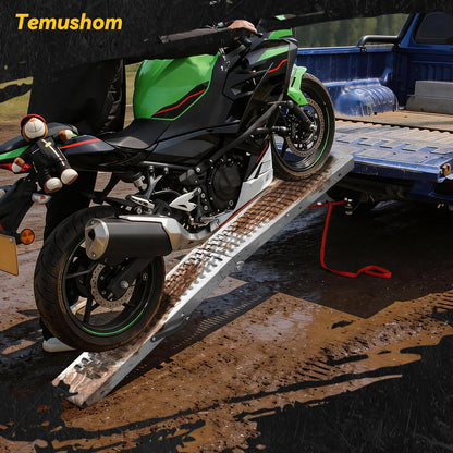 Temushom 67" Folding Truck Ramps, 1000 Lbs Capacity Heavy Duty Loading Ramps for Lawn Mower, Portable Anti-Slip Steel Loading Ramps for Pickup Trucks, ATV, UTV, Motorcycle, Trailer, Dirt Bike, 2-Pack