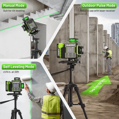 Huepar W04CG Laser Level 360 Self Leveling with 60" Tripod, Laser Class: Class II (IEC/EN60825-1/2014), 1mW power output