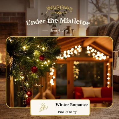 McCall’s Candles | Under the Mistletoe | 16 oz Scented Candle | USA-Poured | Vintage Rustic Jar with Carrying Handle | Hazelnut, Cinnamon & Maple Holiday Fragrance