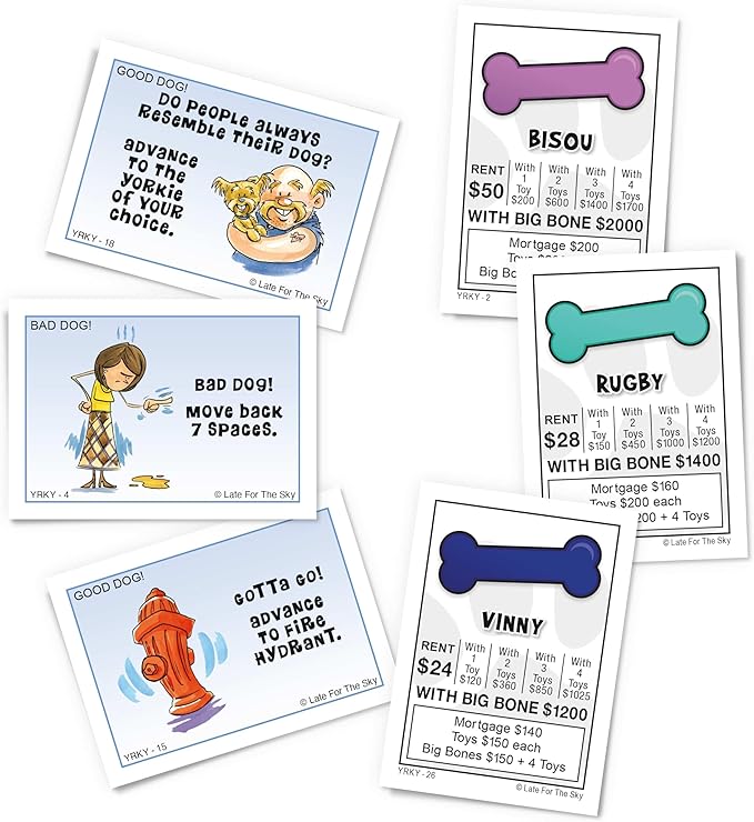 Late for The Sky Yorkie-Opoly Dog Board Game for Yorkshire Terrier Lovers Family Party Fun 2–6 Players Ages 8+ Strategy Classic or 60-Minute Quick Play