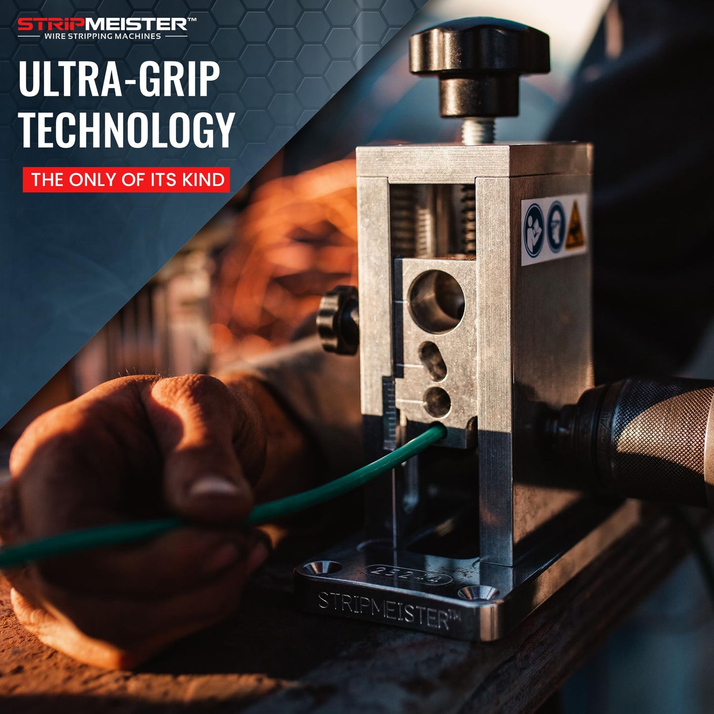 StripMeister Original Drill-Powered Wire Stripper – Wire Sizes Up To Ø3/4", Jam-Free, Copper Wire, Built for Safety, Speed, and Efficiency - Portable Wire Stripping Machine