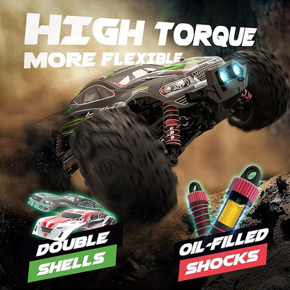 Hosim 2845 Brushless 60+ KMH 4WD High Speed RC Monster Truck 1:16 Scale RC Car All Terrain Off-Road Waterproof 2.4GHZ Hobby Grade Remote Control Vehicle for Adults Children(Green)