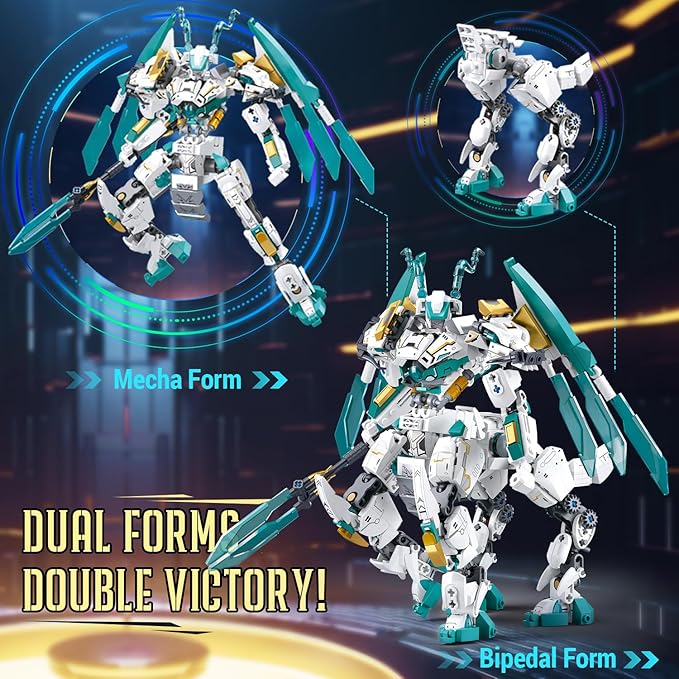 Mech Building Sets 2 in 1 Transforming Dragon Warrior Building Toys for Adult and Kids Age 8 9 10 11 12 Compatible with Lego Mech Set 731 PCS