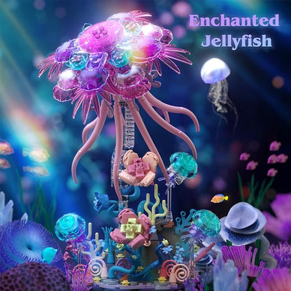 Enchanted Jellyfish Building Kit with Halloween &amp Christmas Festive Vibes 526 Pcs Underwater Creature Building Blocks Set (presale)