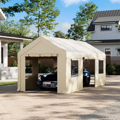 SUNBURY Heavy Duty 10x20ft Carport, Waterproof & UV-Resistant Garage Canopy, Portable Car Shelter for Cars, Trucks, Boats, Outdoor Storage with Reinforced Frame