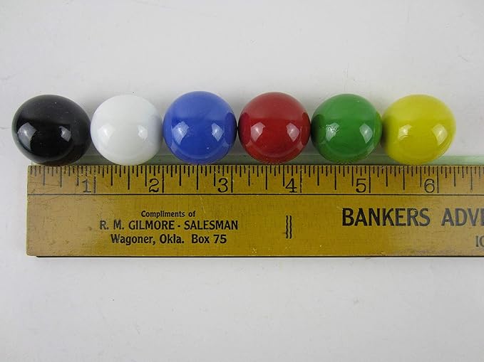 Big Game Toys~60 Large 1 (25mm) Replacement Glass Marbles Chinese Checker Aggravation Dirty Marbles Wahoo Abalone Board Game (10 Each of Red Blue Yellow White Green Black)