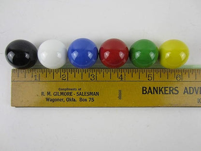 Big Game Toys~60 Large 1 (25mm) Replacement Glass Marbles Chinese Checker Aggravation Dirty Marbles Wahoo Abalone Board Game (10 Each of Red Blue Yellow White Green Black)