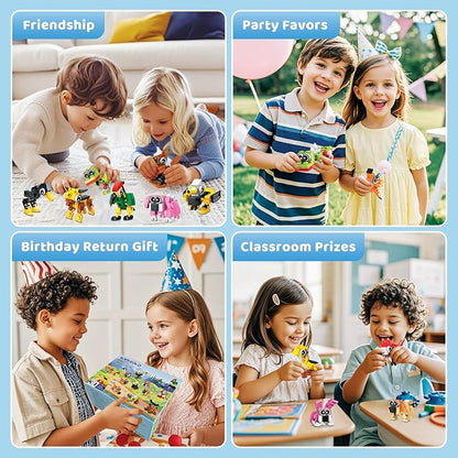 30 Pack Easter Party Favors Building Set for Kids 750 Pcs Mini Animal 3-in-1 Building Block Kit Sets Classroom Goodie Bags Stuffers for Kid Best Birthday Gifts for Boys Girls Ages 6+