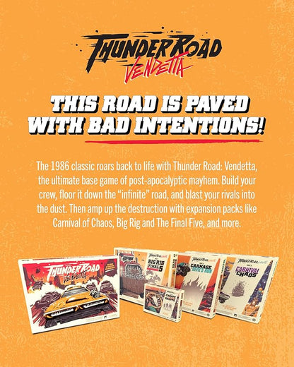 Restoration Games Thunder Road Vendetta Big Rig &amp The Final 5 - Racing and Strategy Board Game for Adults - Post-Apocalyptic Demolition Derby Racing Game - 2-5 Players - 30-75 Min Playtime - Ages