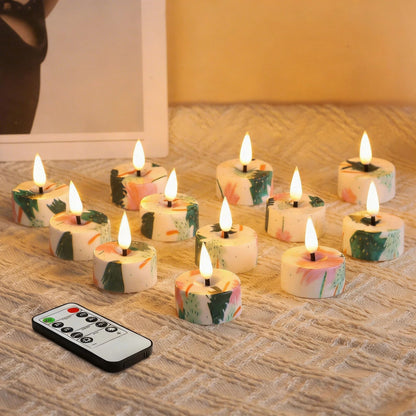 Eywamage Flameless Tealights with Remote Batteries, Realistic Flickering LED Tea Votive Candles Set of 12