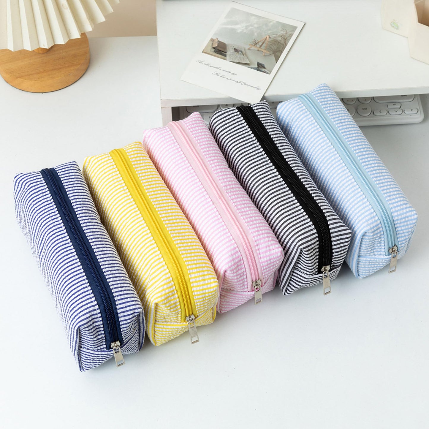 OZAOZ Cute Pencil Case Capacity Pencil Pouch Aesthetic Pen Bag Office Stationery Organizer Simple Sturdy Multifunctional Cosmetic Pouch (Navy blue)