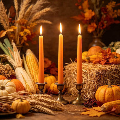 20-Pack Orange Taper Candles Unscented, 10 Inch Tall Dinner Table Candlesticks for Halloween Fall Wedding Centerpieces, Bulk Tapered Candles Smokeless Dripless, Decorative Candle for Home Decor
