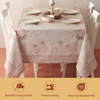 Maison d' Hermine Premium Table Cloth Rectangle Table 100% Combed Cotton 108 x 70 Inches Tablecloth Reusable Decorative for Dining Room, Farmhouse, Home, Party, Festive & Wedding - Society Florals