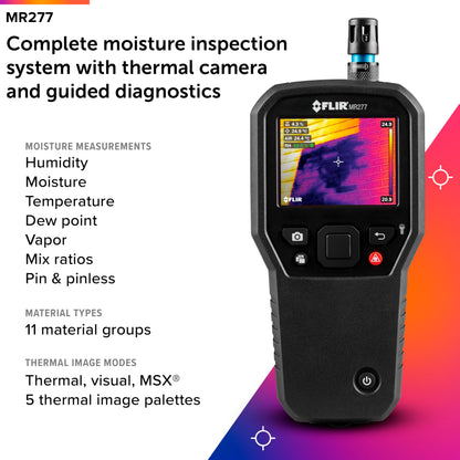 FLIR MR277 Moisture Meter, MSX IR Camera & Hygrometer for Building Inspection