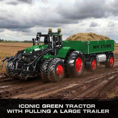 Mould King 17095 Farm Tractor with Trailer, Remote Control Tractors Building Set with 4 Motors, Buildabe Farm Vehicle Toy to Play, Construction Car Model for Adults, Ideal Gifts (2368 Pieces)