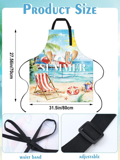 Bencailor 6 Pcs Summer Kitchen Aprons with Pockets Flower Rooster Bee Butterfly Sunflower Summer Aprons Bulk for Women