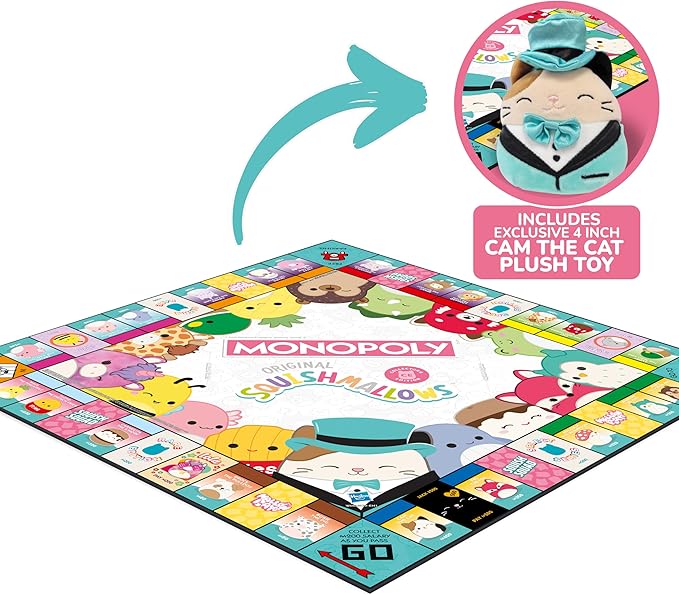 Monopoly: Collector’s Edition Featuring Cam The Cat Plush Buy Sell Trade Spaces Collectible Classic Monopoly Game Officially-Licensed for 6 Players