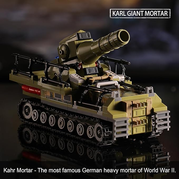 WW2 Military Toys Building Sets Compatible with Lego Create a BF109 Plane Fighter Jet &amp a Karl Giant Mortar Tank Great WWII Army Airplane Toy for Boys and Kids Age 8-12