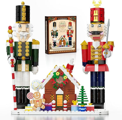 Nutcracker Christmas Decor Building Toys Gingerbread House with Light 2025 Xmas Gifts Ideas for Adults Kids Girls Boys Ages 8-12 Compatible for Lego Christmas Village Decorations for Home