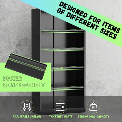 INTERGREAT Black Metal Storage Cabinet, 72" Locking Steel Cabinets with 2 Door and 4 Adjustable Shelves, Tall Metal Cabinet for Home Office, Garage, Warehouse