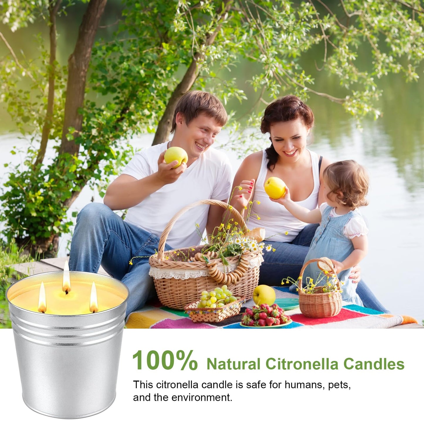 Citronella Candles Outdoor, 34OZ Large Citronella Candle for Patio, 3 Wicks Natural Soy Candle for Summer, 200 Hours Long Lasting Burn Outside Candles for Garden, Yard Balcony, Camping