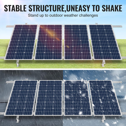 VEVOR 2-Set Solar Panel Mounting Brackets, 30°-60° Adjustable Multi-Piece Brackets for 4-8pcs Panels, Carbon Steel Ground Mount Stand for Farms, RVs, Boats, Off-Grid