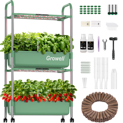 Growell 54 Pods Hydroponics Growing System Kit & 120 Pack Grow Sponges