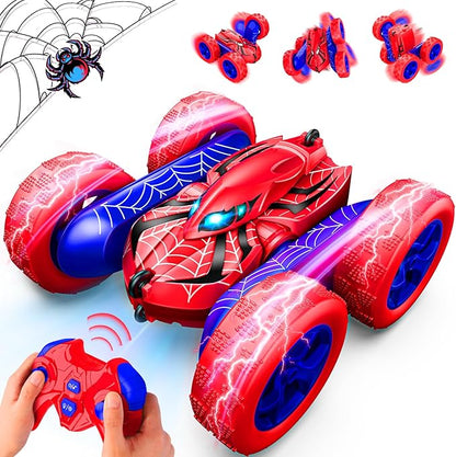 Spider RC Cars Remote Control Car Double Sided 360°Flip 4WD Rechargeable RC Drift CarToys for 3-12 Year Old BoysToys for Ages 5-7 Toys for Ages 8-13 Christmas Basket Stuffers (Red)