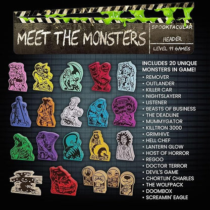 Spooktacular Board Game – Play as 20 Spooky Cinema Monsters Horror Strategy Game for 1-5 Players