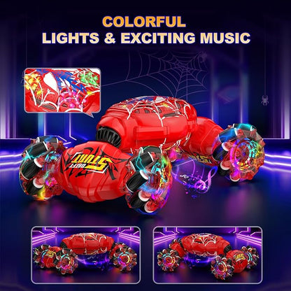 Nikuku Remote Control Car - 2.4GHz 4WD Gesture Sensing RC Stunt Car Toys for Boys and Girls Ages 6-12 360° Rotating Drift RC Cars with Lights and Music Ideal Birthday and Xmas Gift